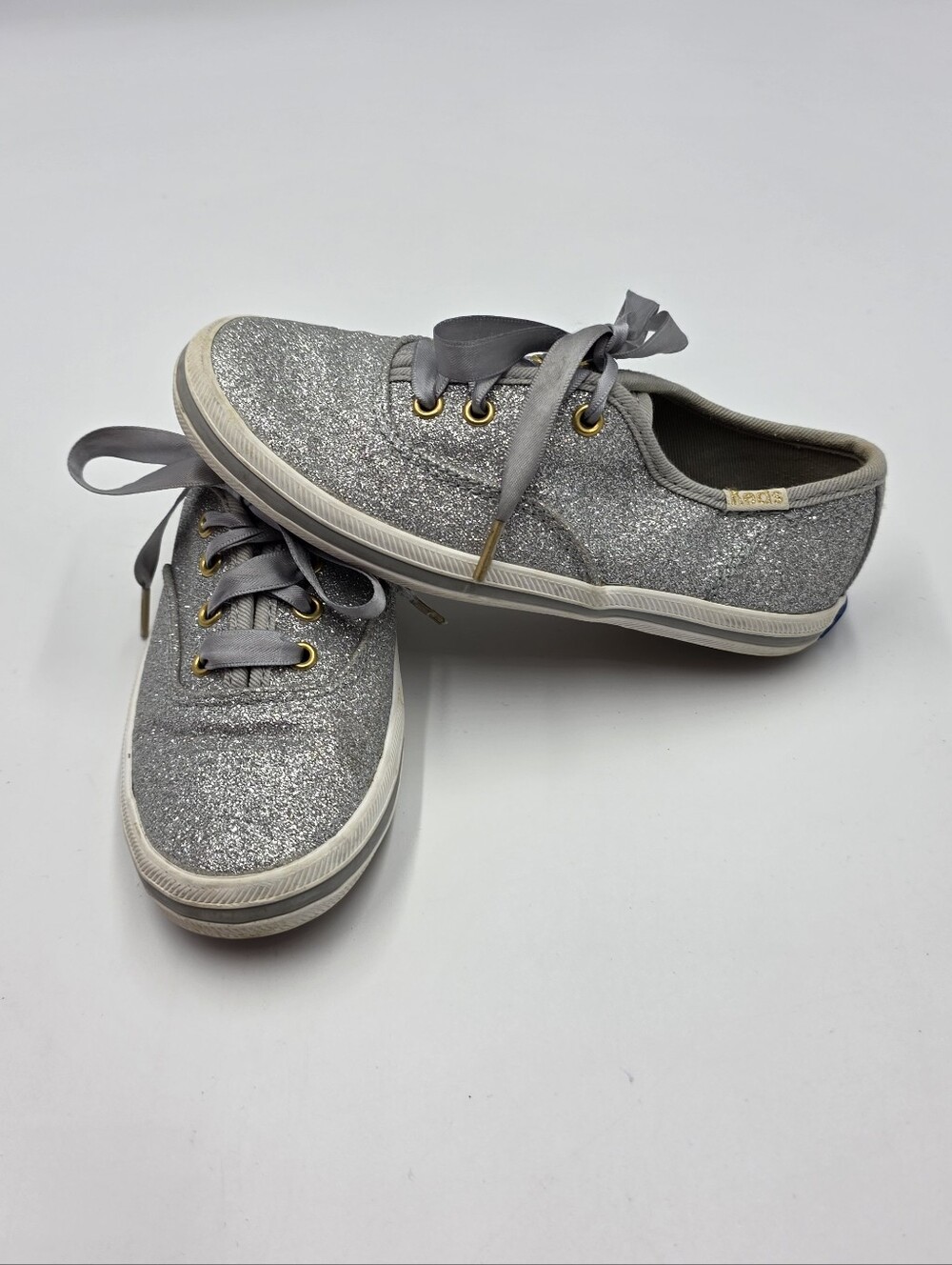 Keds Girls' Silver Glitter Lace-Up Sneakers